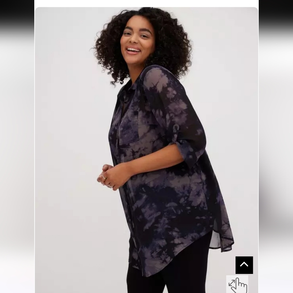 Torrid Black and Gray Tie-Dye Blouse